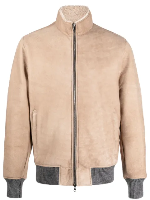 Barba zip-up leather jacket