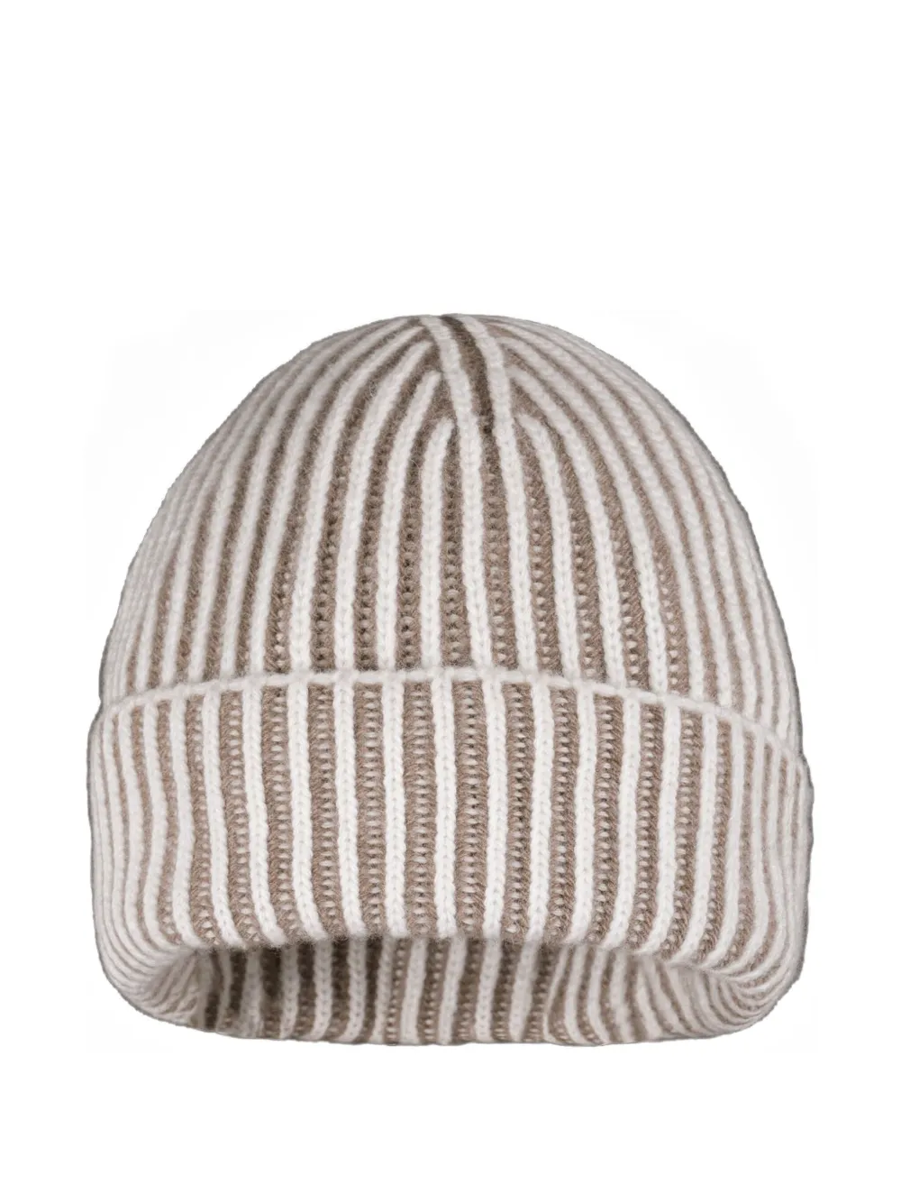 Moorer striped ribbed beanie hat | Neutrals | Image 1