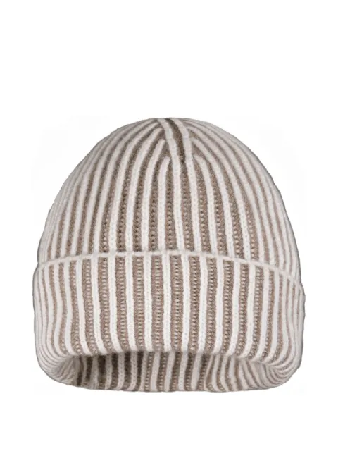 Moorer striped ribbed beanie hat