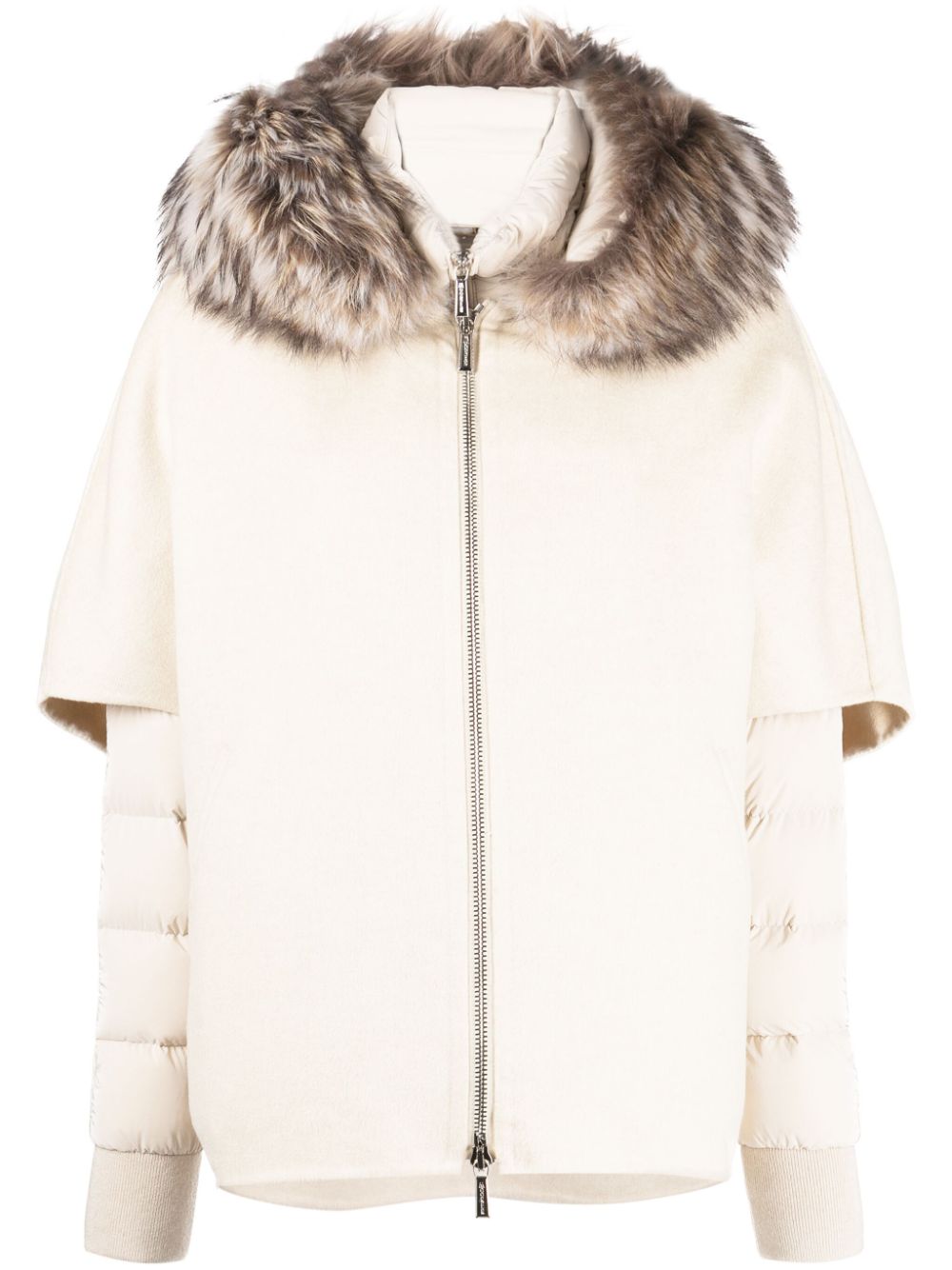 Moorer layered shearling-collar puffer jacket - Neutrals