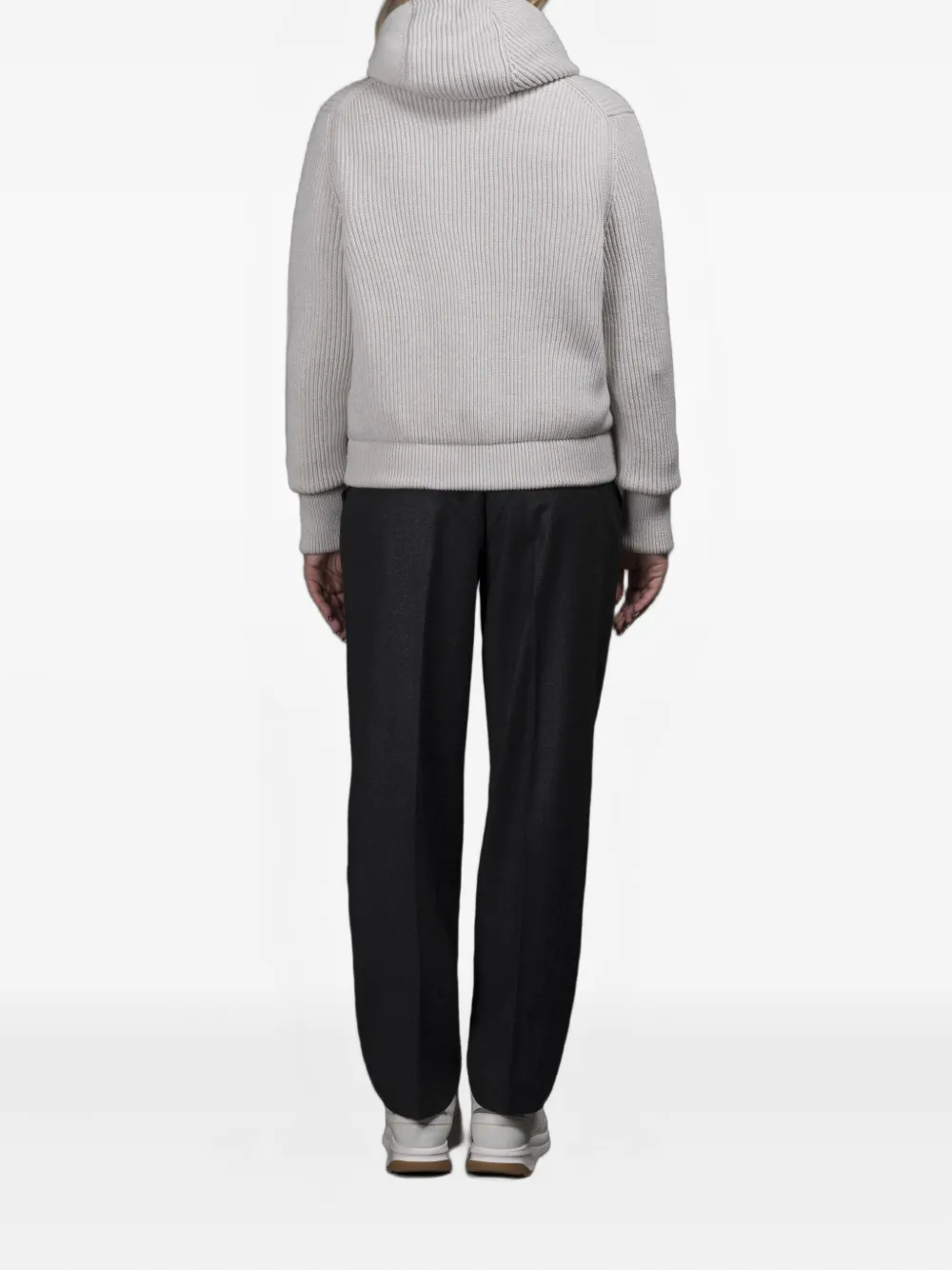 Moorer Ribgebreid gewatteerd jack Grijs