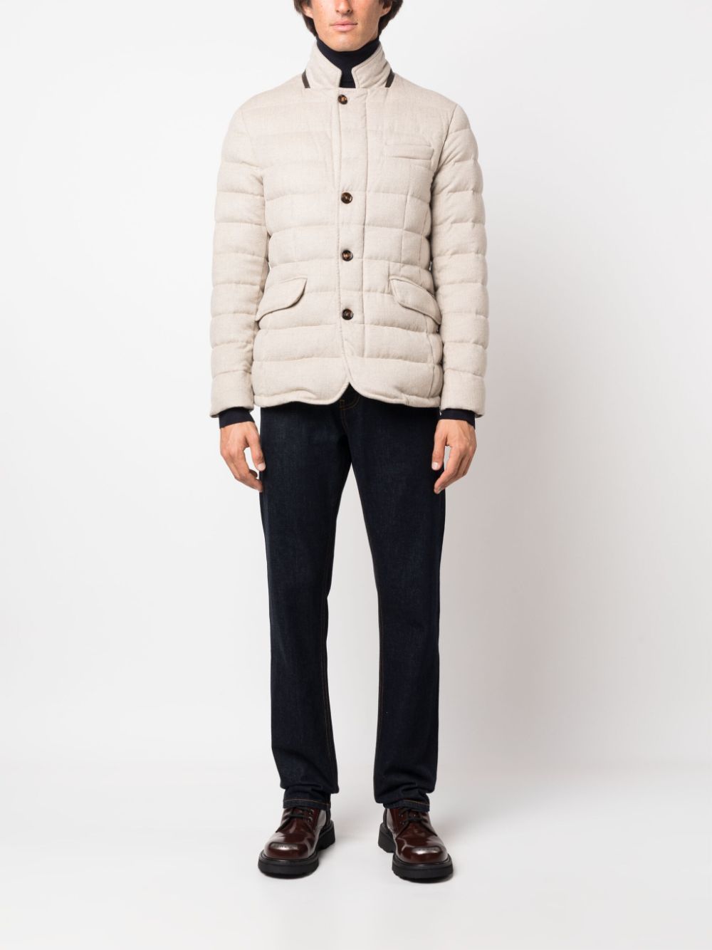 Shop Moorer Padded Button-up Down Jacket In Neutrals