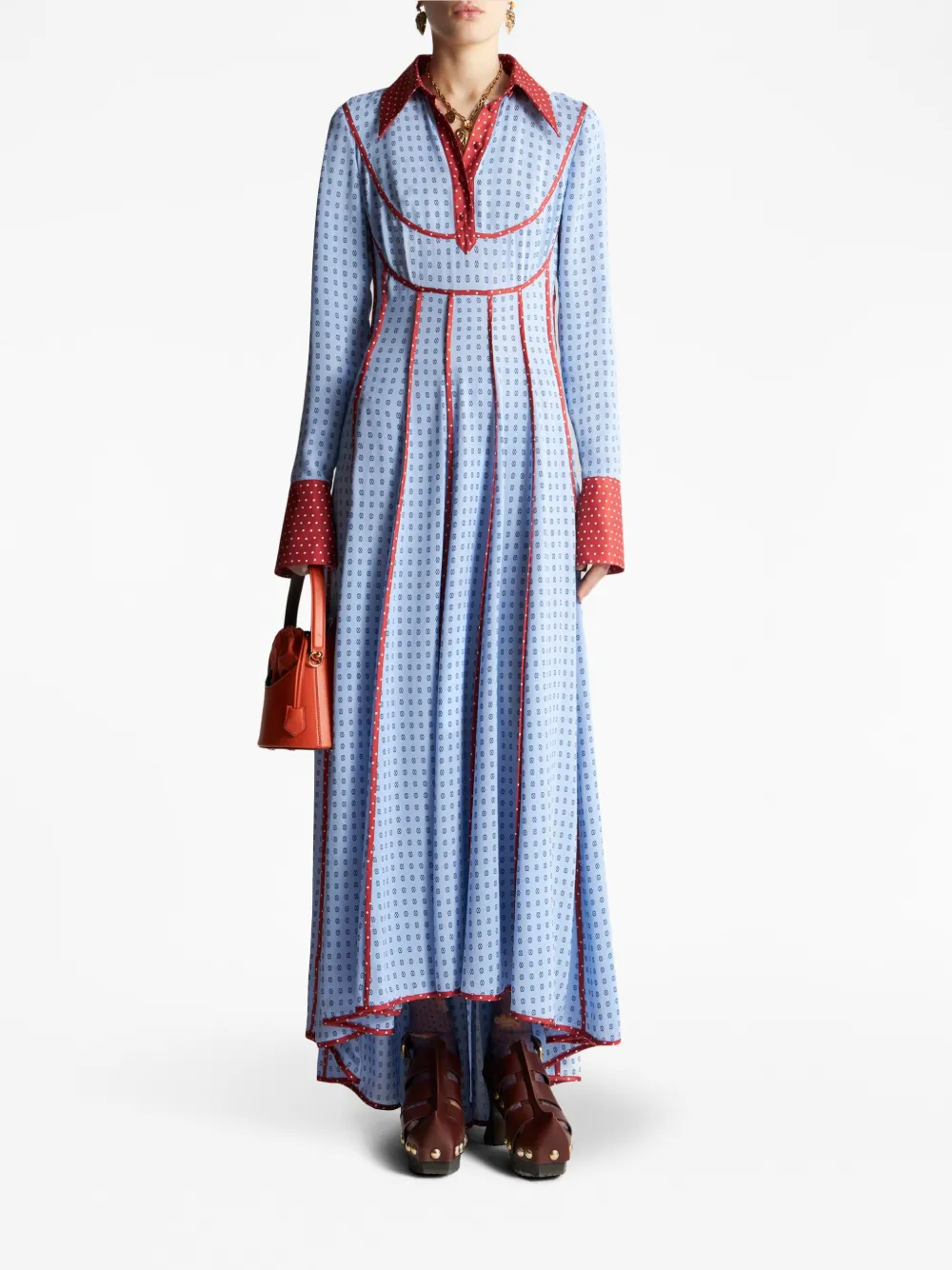 ETRO geometric-print panelled dress - Blauw