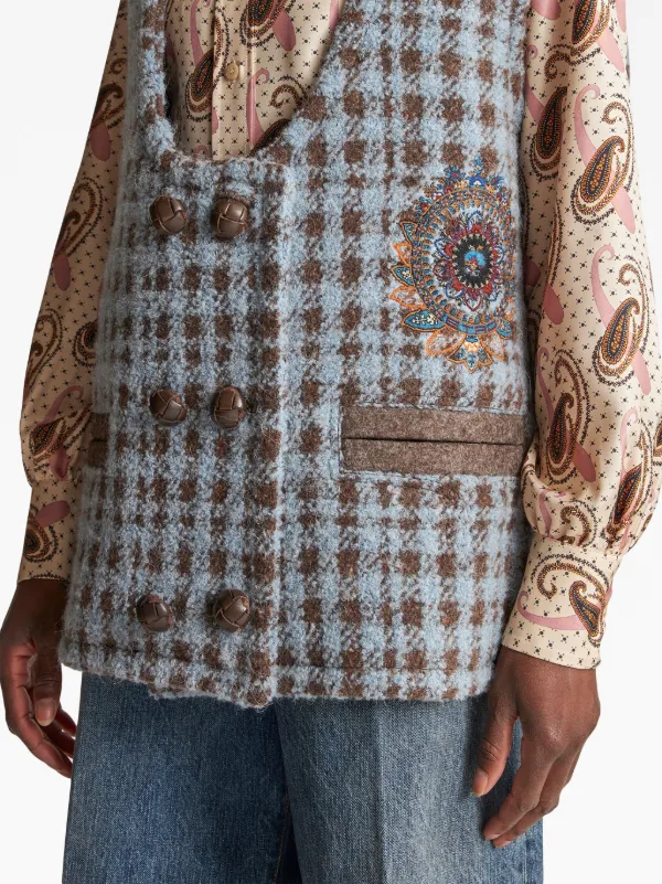 ETRO ハウンドトゥース ベスト | ブルー | FARFETCH JP
