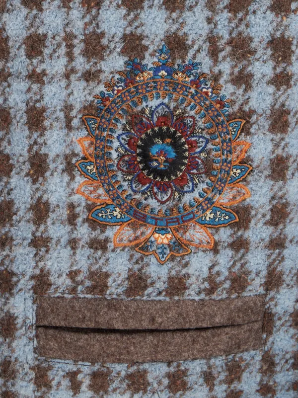 極美品 ETRO 23-24AW ハウンドトゥース オーバーベスト ETRO ハウンドトゥース ベスト | ブルー | FARFETCH JP