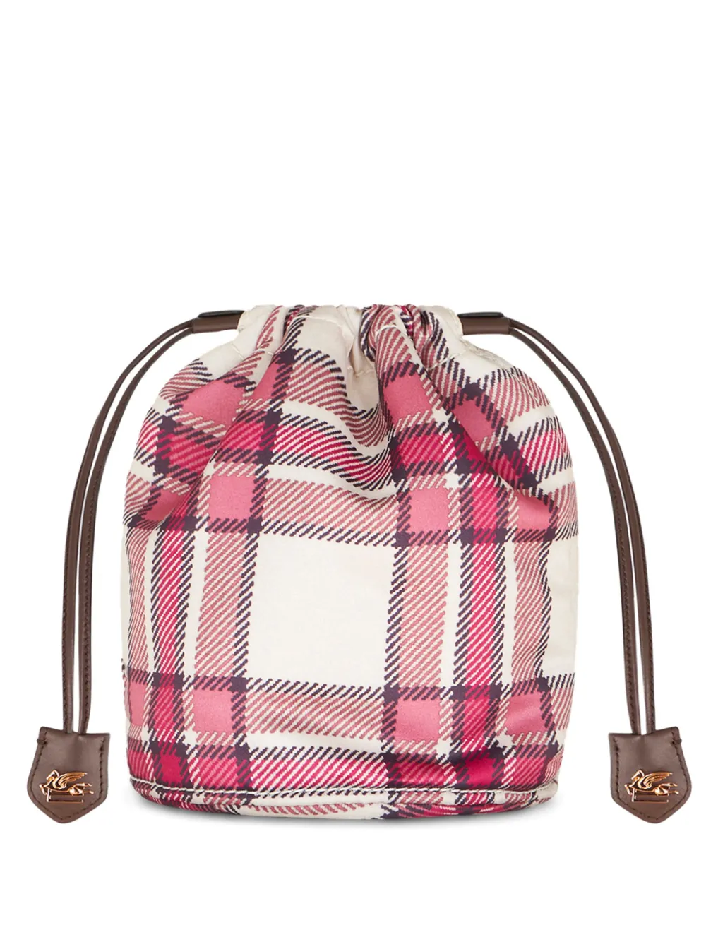 Shop Etro Logo-plaque Plaid-check Pattern Bag In Pink