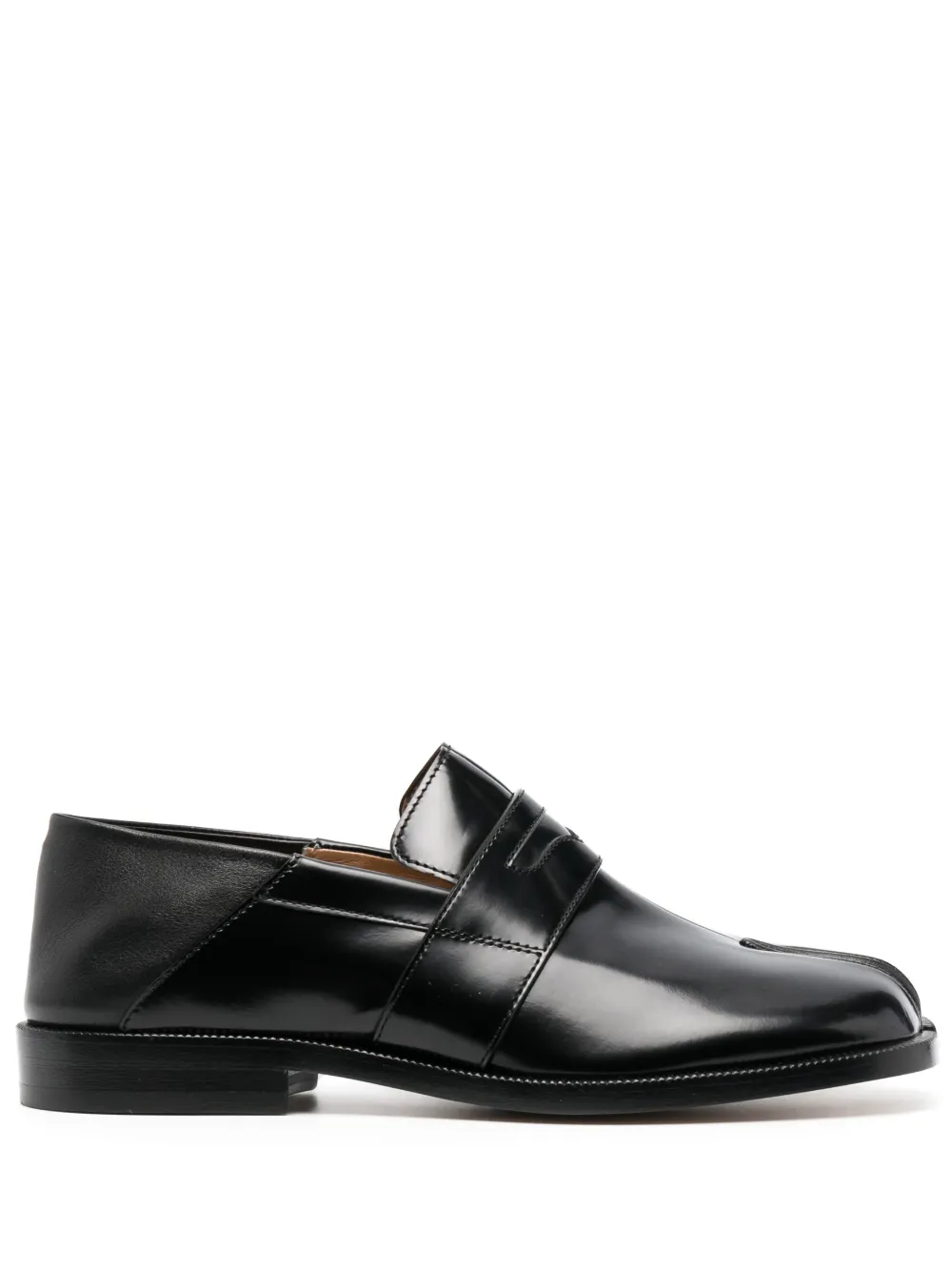Maison Margiela 20mm Tabi Brushed Leather Loafers In Black