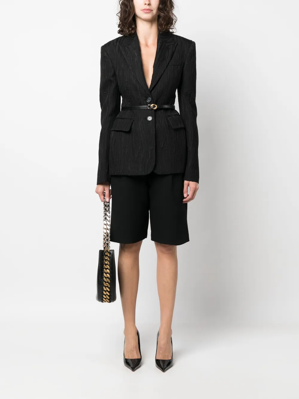 Shop Stella Mccartney Jacquard Single-breasted Blazer In Black