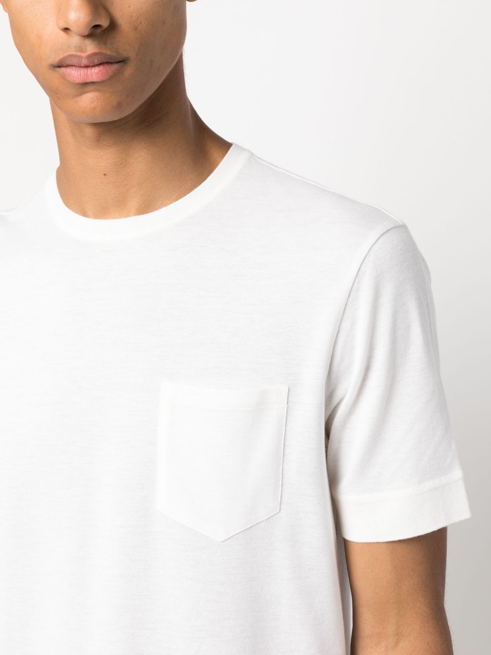 Shop Ralph Lauren Purple Label Round-neck Short-sleeve T-shirt In White