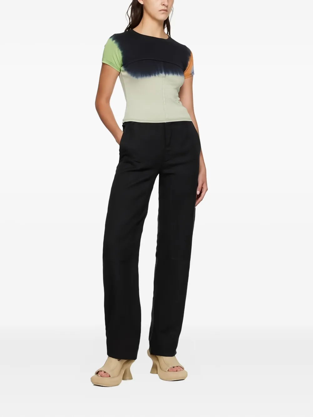 Eckhaus Latta panelled linen trousers - Zwart