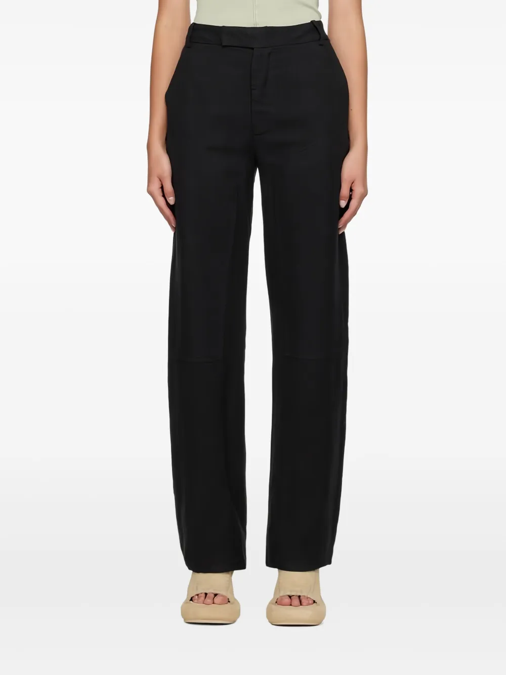 Eckhaus Latta panelled linen trousers - ブラック Eckhaus Latta panelled linen trousers - ブラック