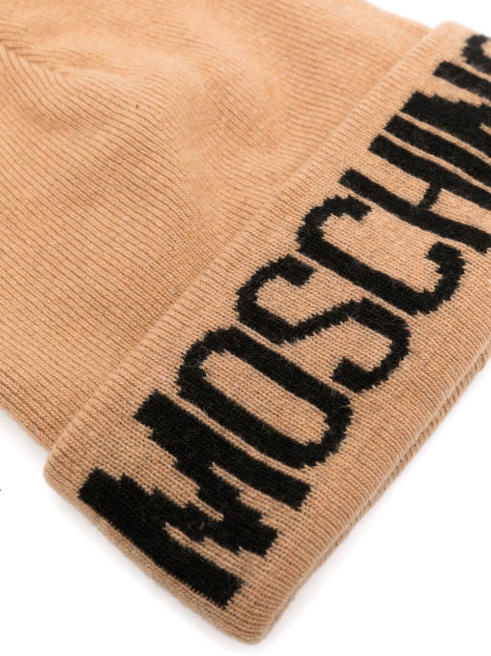 Moschino logo-print turn-up beanie - Bruin