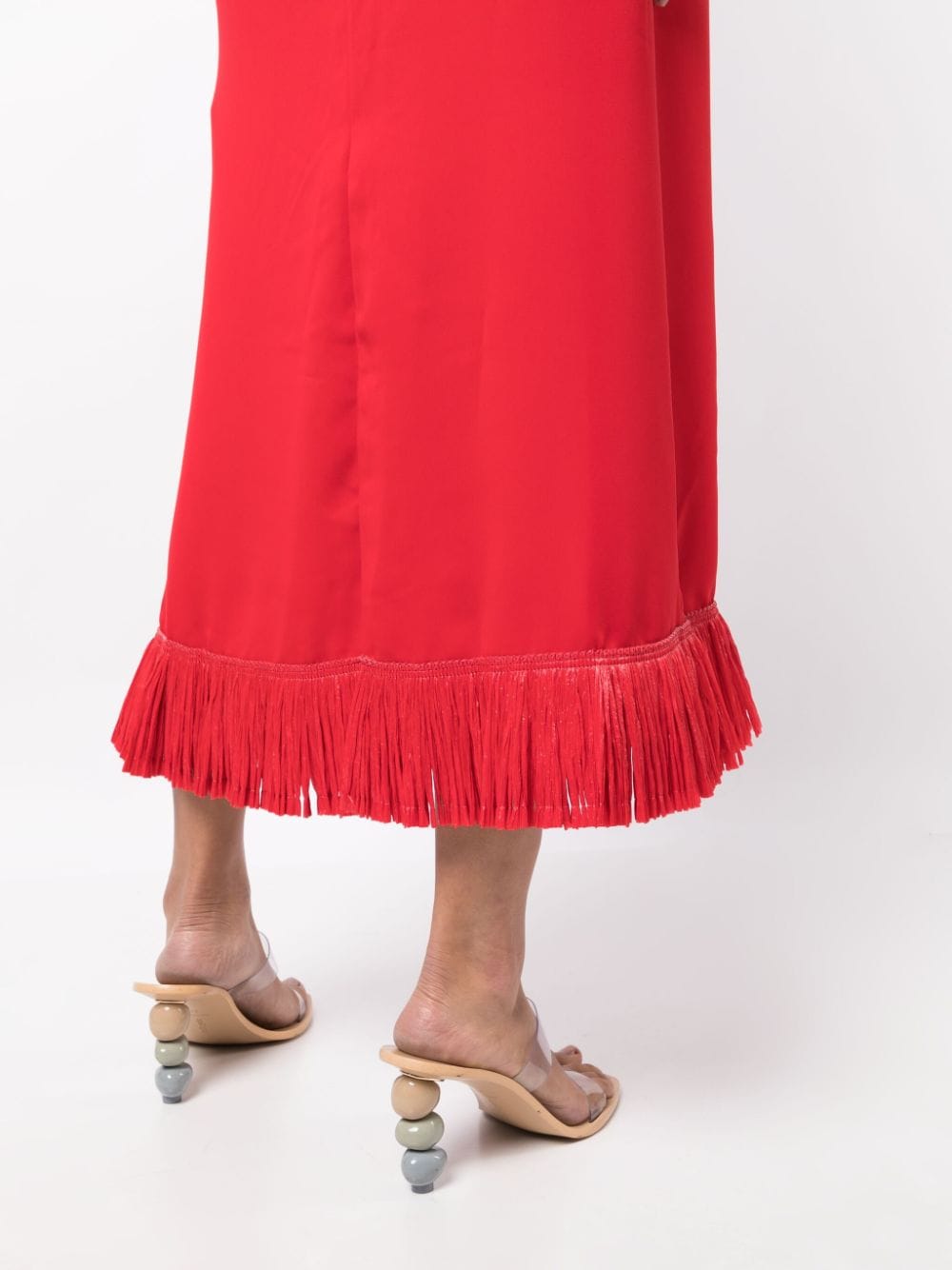 Shop Johanna Ortiz Strapless Silk Midi Dress In Red
