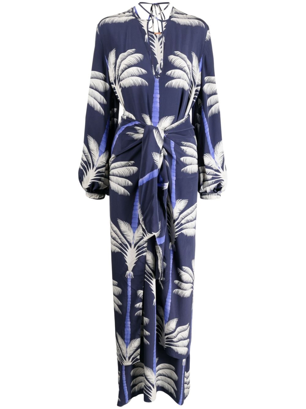 Johanna Ortiz Leaf-print Silk Maxi Dress In Blue