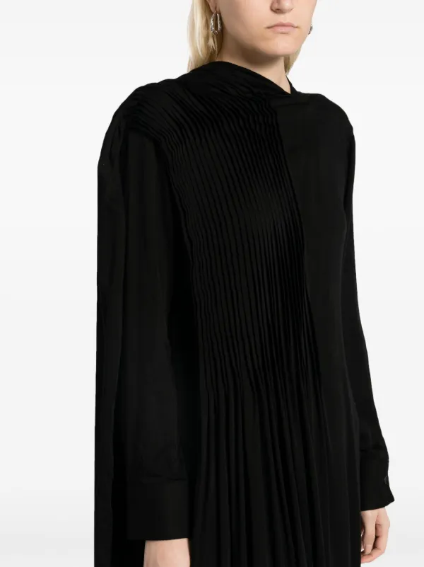 Yohji yamamoto +Noir　黒のマキシドレス ドレープネック Yohji Yamamoto ドレープ ドレス | ブラック | FARFETCH JP
