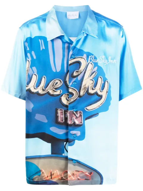 BLUE SKY INN logo-embroidered graphic-print shirt 