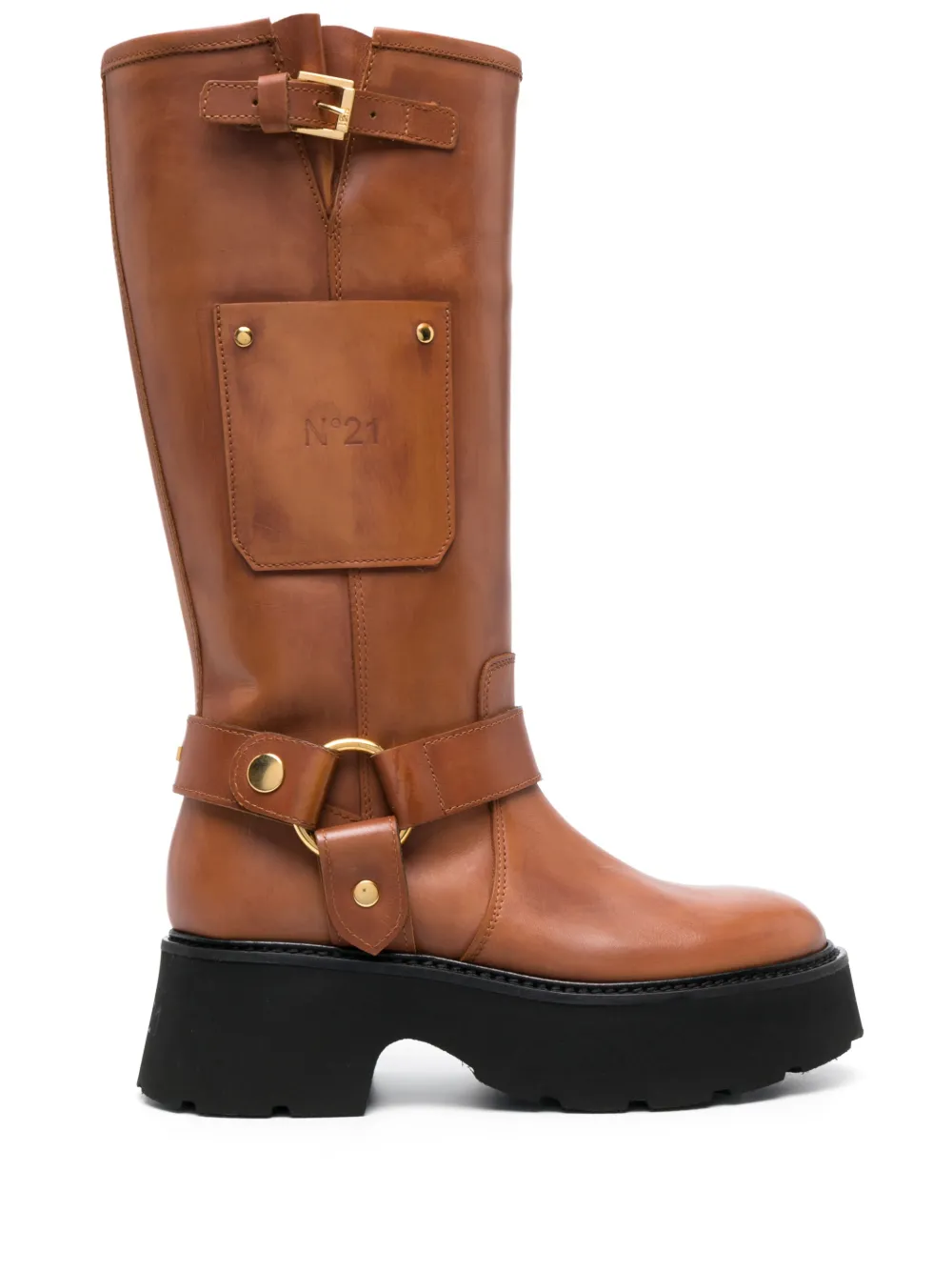 Nº21 bottes à logo embossé 60 mm - Marron Top Merken Winkel