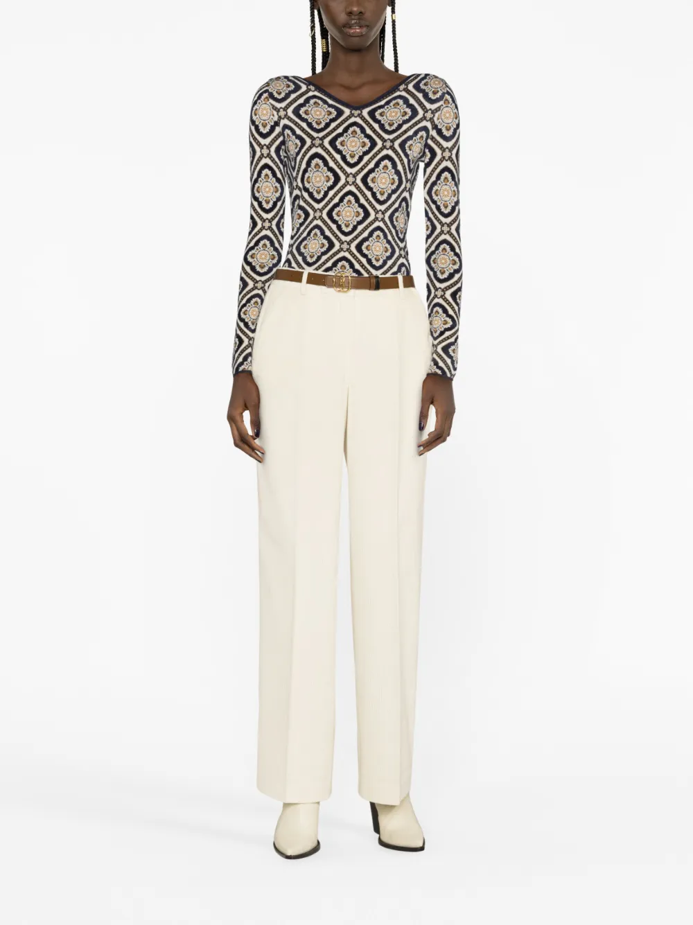 ETRO floral-jacquard jumper - Blauw