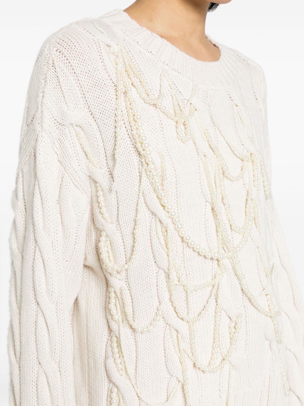 Shop Monse Cable-knit Embellished Jumper In White