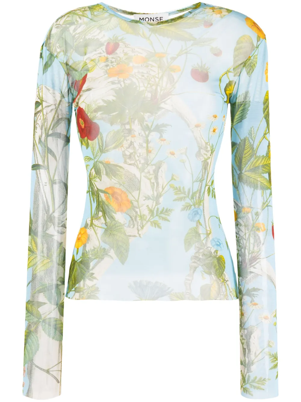 Monse T-shirt met botanische print Blauw