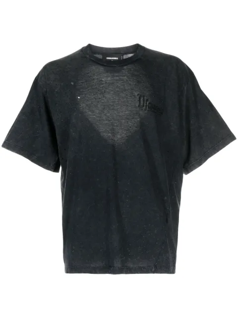 DSQUARED2 playera con efecto envejecido