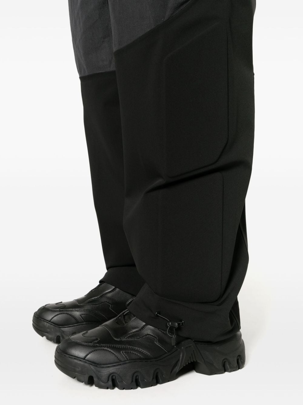 Shop J.lal Armour Padded-panels Straight-leg Trousers In Black