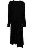 Yohji Yamamoto draped long-sleeve maxi dress - Black