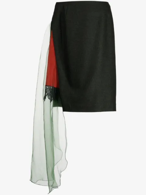 Kolor draped-panel wool pencil skirt