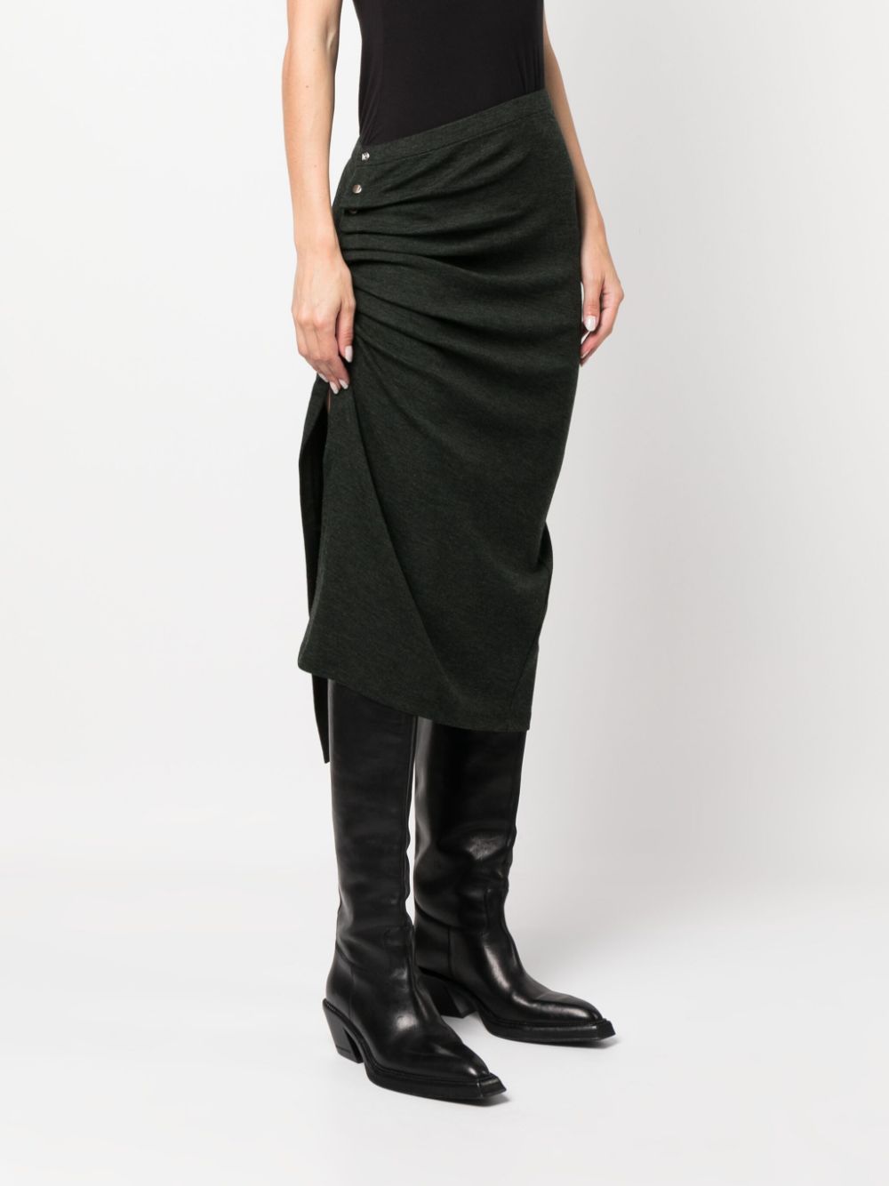 Rabanne asymmetric gathered midi skirt Women