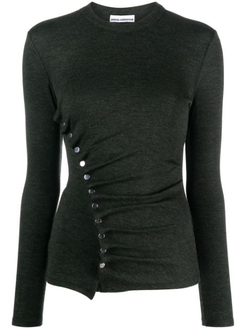 Rabanne stud-embellished gathered knitted top Women