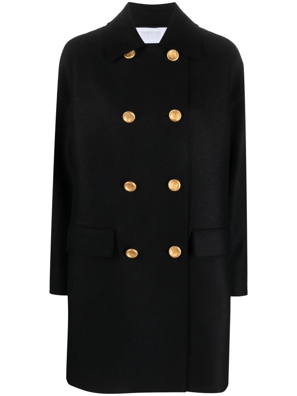 harris wharf london manteau mac en laine vierge à boutonnière croisée - noir