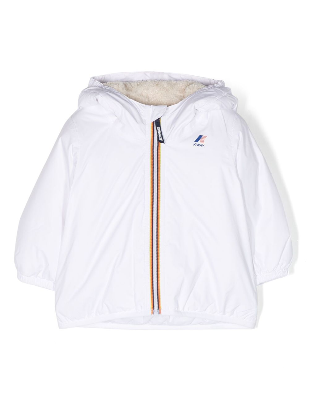 K Way Kids logo-patch hooded jacket - White