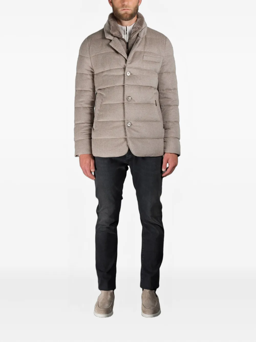 Moorer Dalton Buttoned-up Padded Jacket In Brown