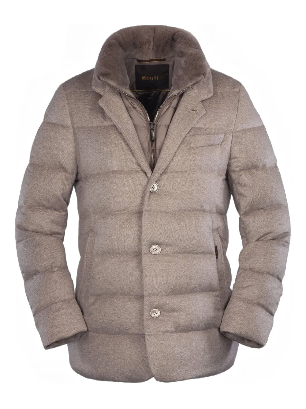 Moorer Dalton Buttoned-up Padded Jacket In Brown