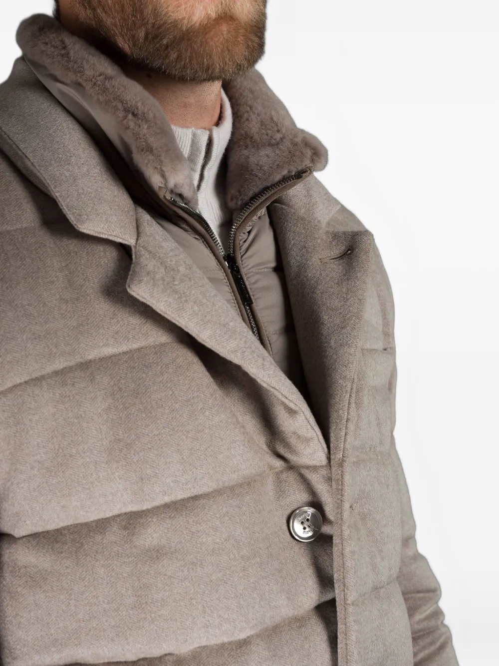Moorer Dalton Buttoned-up Padded Jacket In Brown