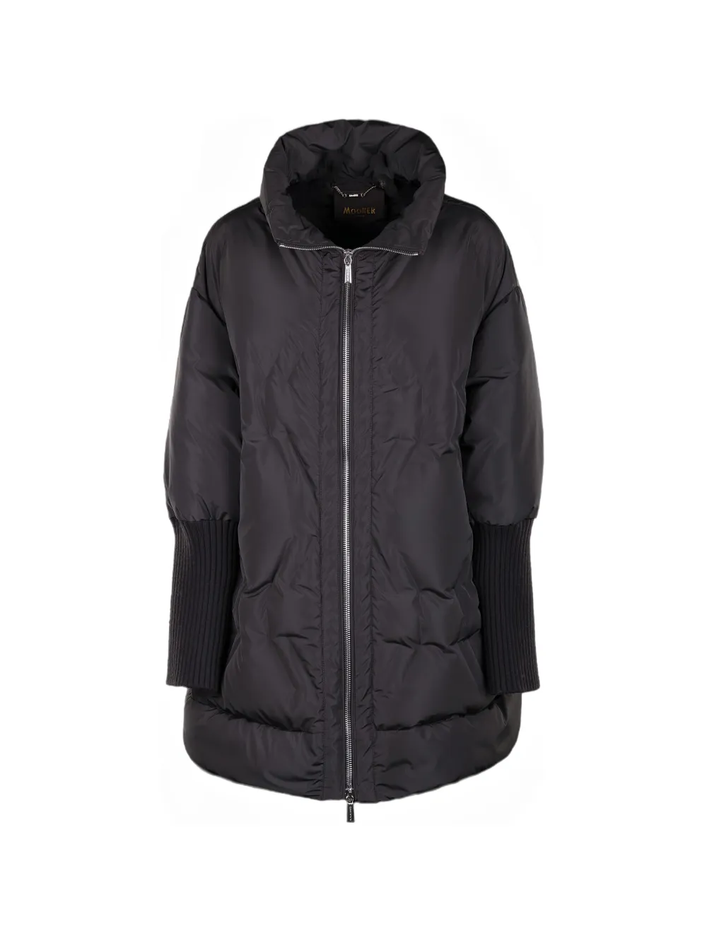 Moorer zip-fastening ribbed coat - Black