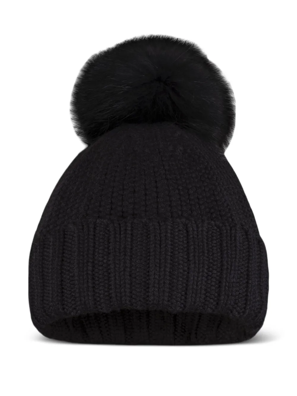 Moorer pompom-detail beanie hat | Black | Image 1