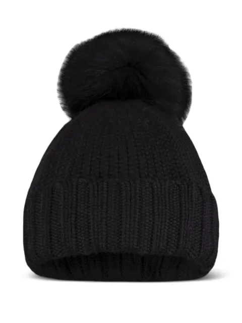 Moorer pompom-detail beanie hat