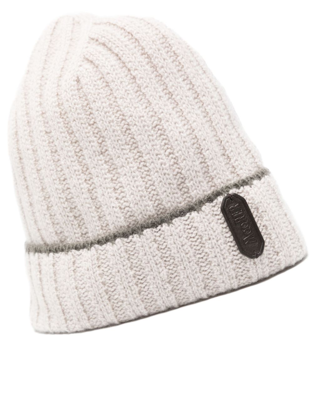 Moorer logo-patch ribbed-knit cashmere beanie - Beige