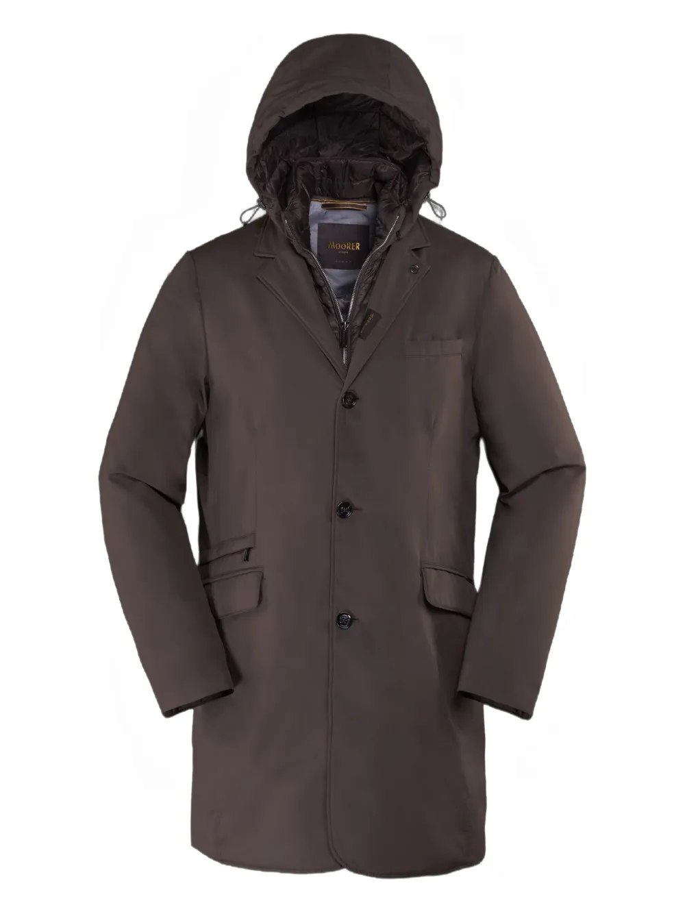 Moorer hooded single-breasted coat | Brown | Image 1