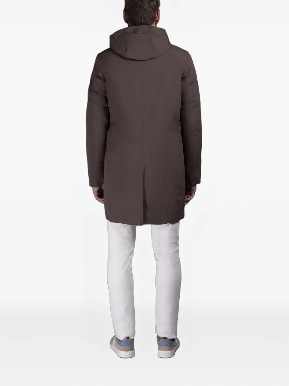 Moorer Hooded Single-breasted Coat In Brown