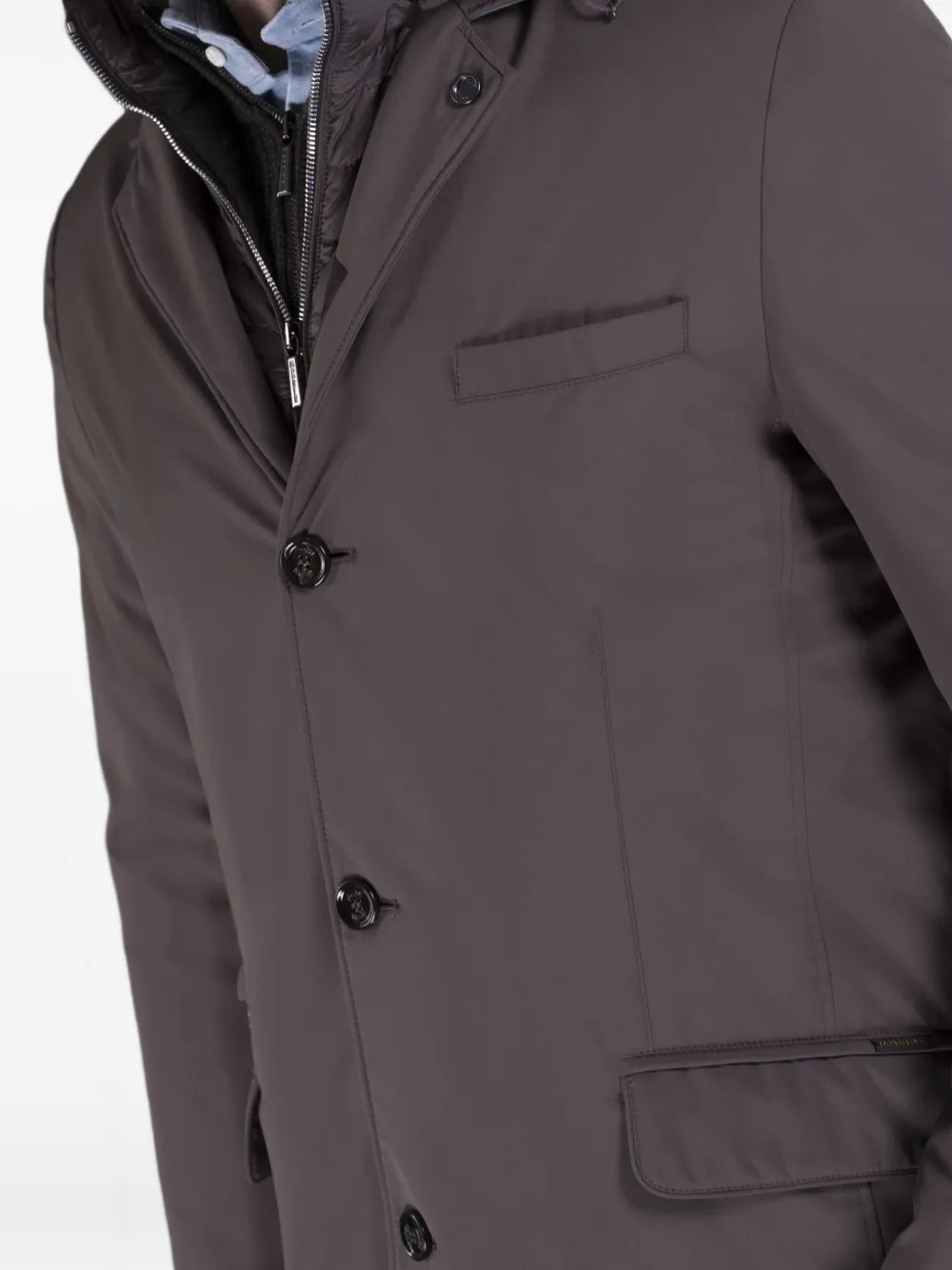 Moorer Hooded Single-breasted Coat In Brown