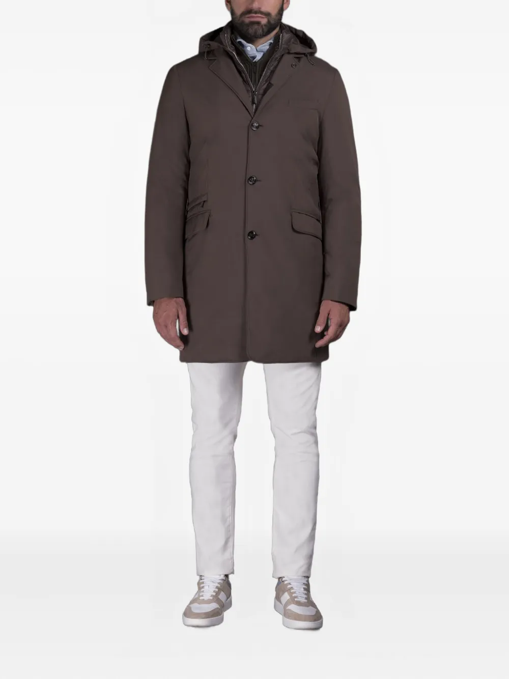 Moorer hooded single-breasted coat | Single Breasted Coats | Image 2