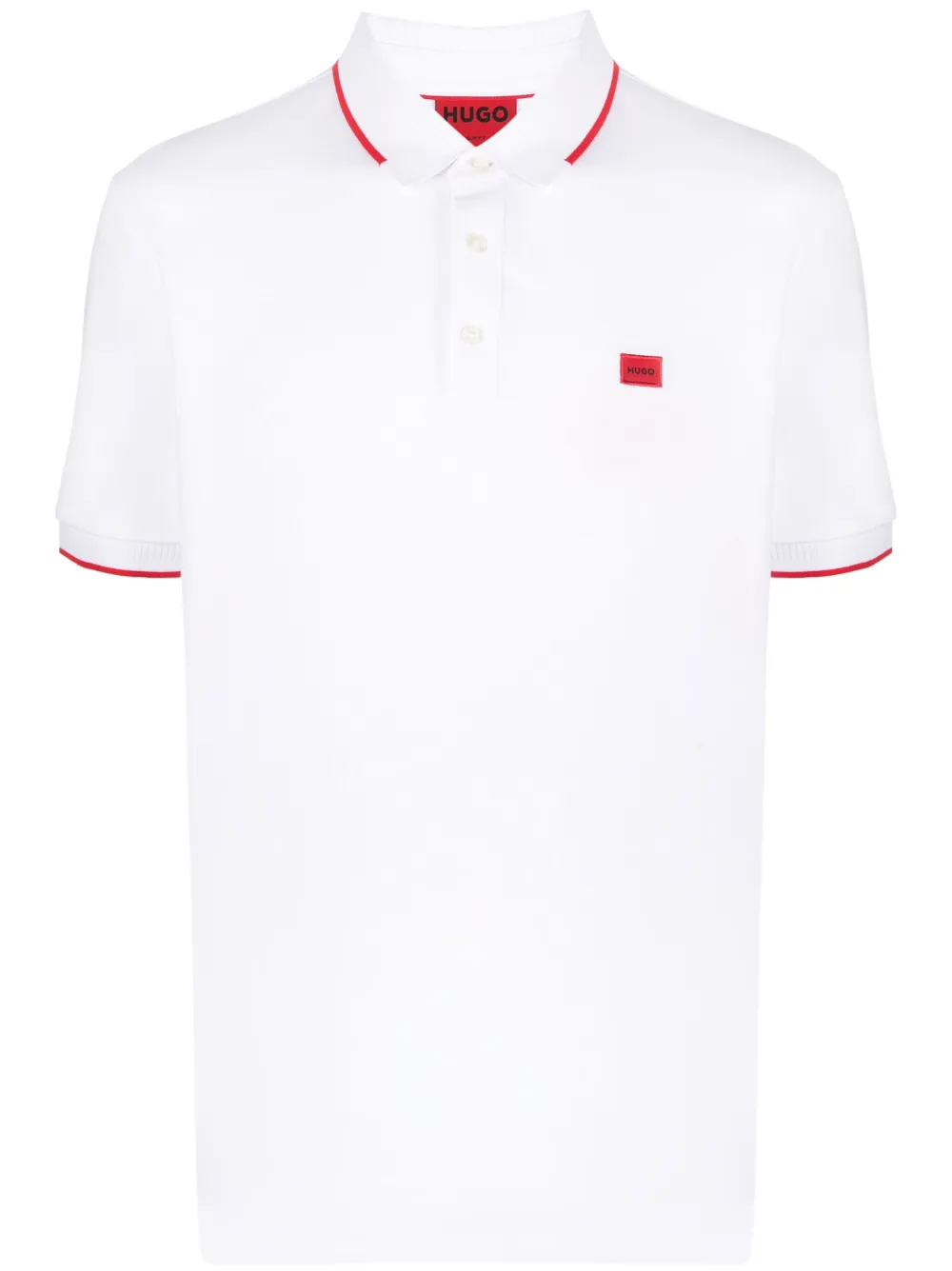 HUGO Camisa polo com patch de logo | Branco | Image 1