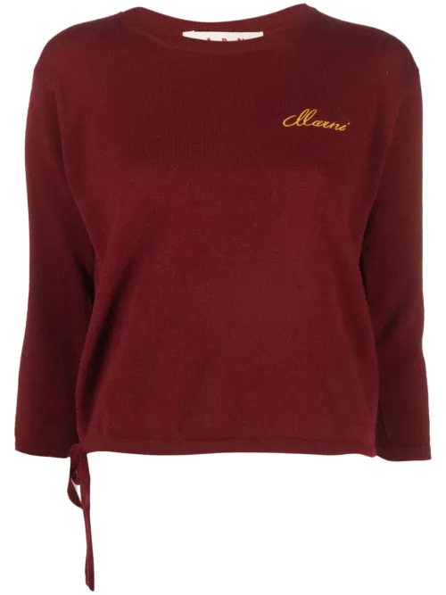 Pull en cachemire à logo brodé - Marni - Modalova