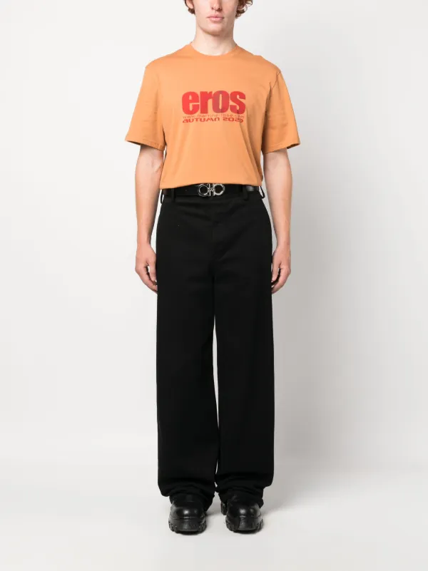 【関税込み】Martine Rose ブラウン ロゴ タイト Tシャツ Martine Rose | Logo Tight T-Shirt | Brown t-shirt