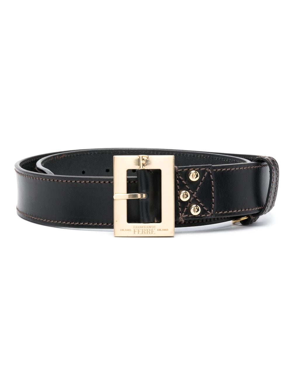 Pre-owned Gianfranco Ferre 1990s Logo-buckle Leather Belt In Black