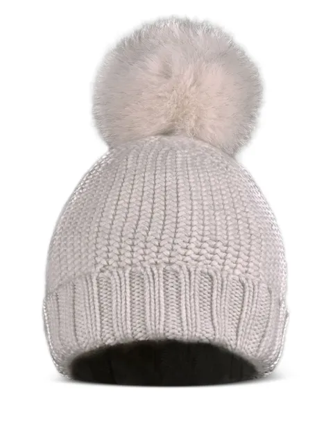 Moorer pompom-detail beanie hat
