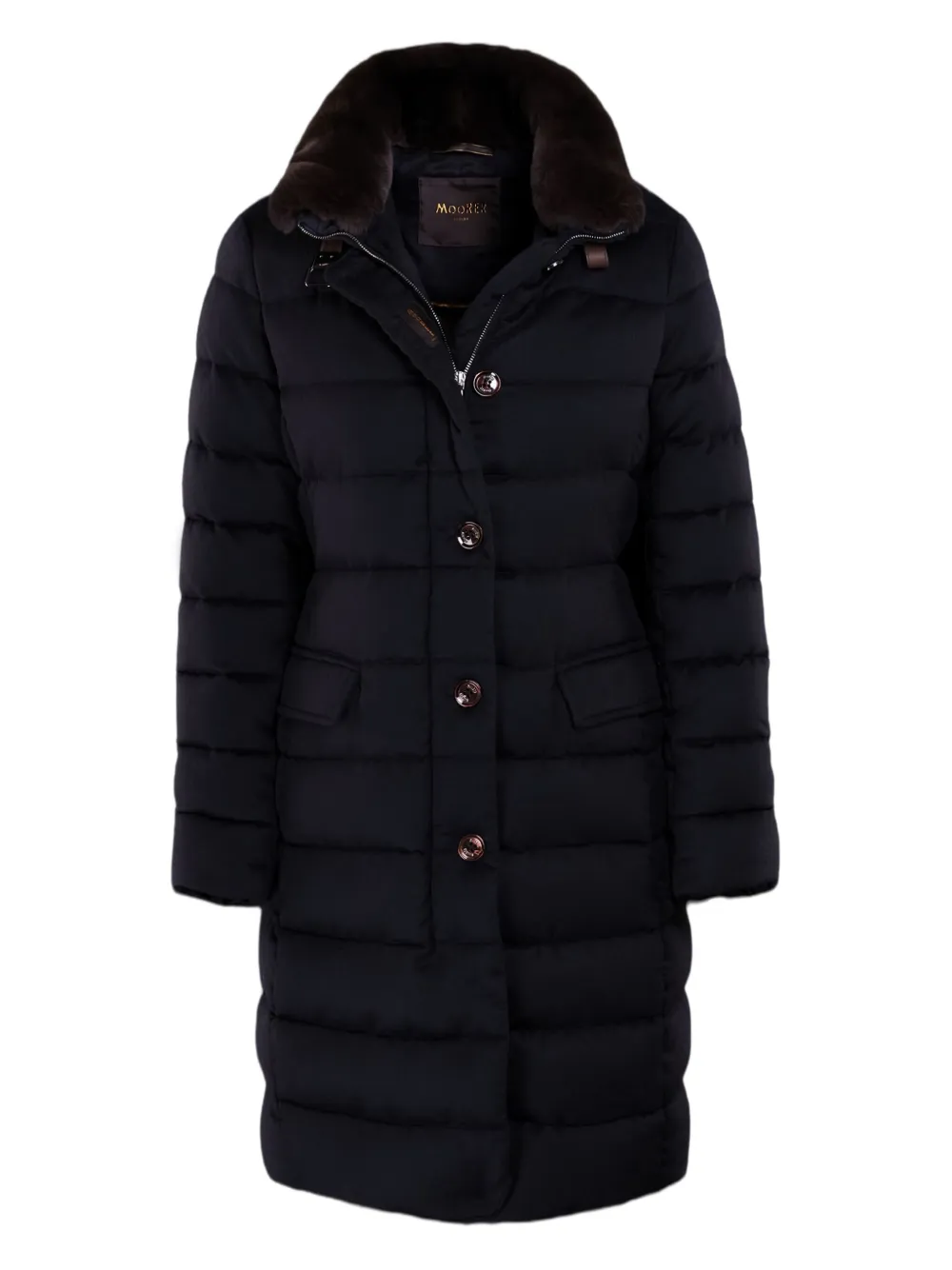 Moorer quilted faux fur-collar coat | Blue | Image 1