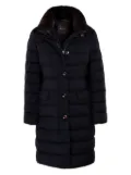 Moorer quilted faux fur-collar coat - Blue